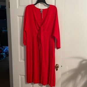 ASOS Red Midi Dress w/ Pleats